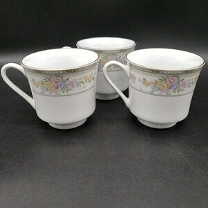 Farberware Southampton Cups Set of 3 Ivory Fine China Gold Trim Excel Marked
